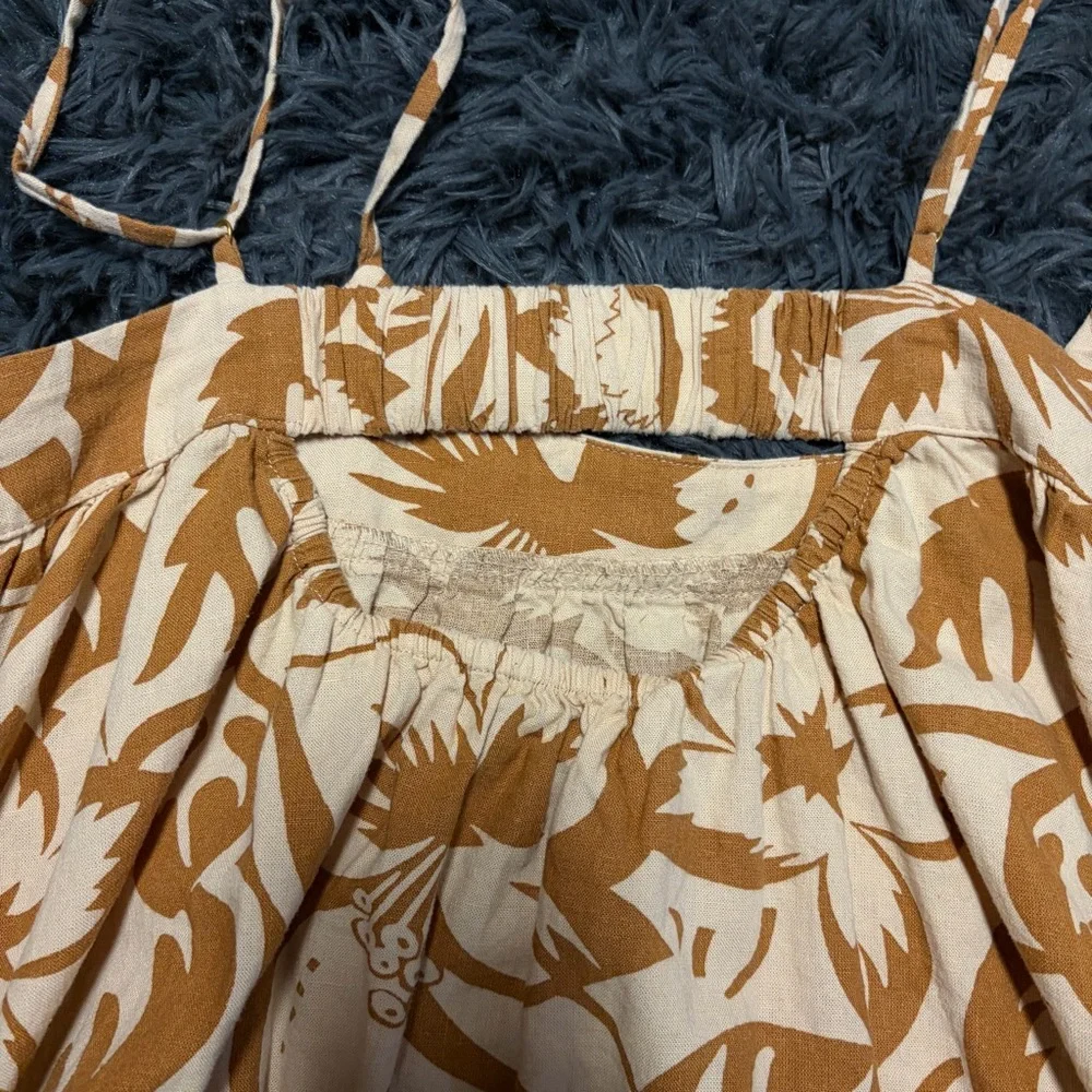 MADEWELL Women's summer beach boho Orange Linen-Blend Cami Midi Dress small - Picture 10 of 15